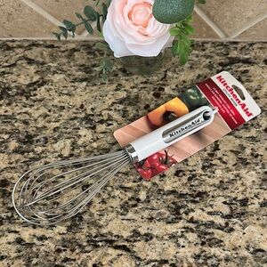 NWT KitchenAid Stainless Steel Utility Whisk with White Handle